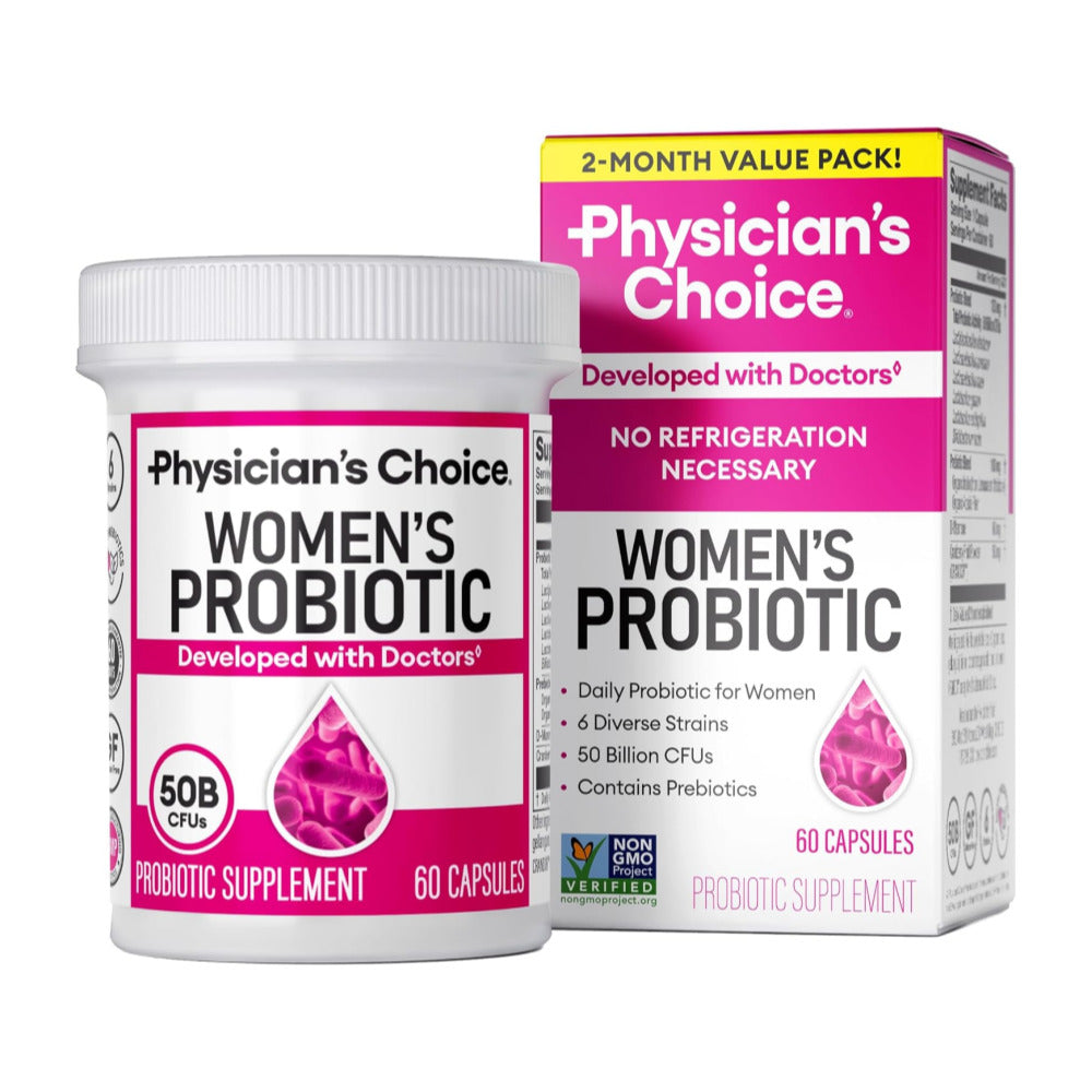 Physician's Choice Probiotics - PH Balance, Digestive, UT, & Feminine Health - 50 Billion CFU - 6 Unique Strains for Women - Organic Prebiotics, Cranberry Extract+ - Probiotic - 60 CT