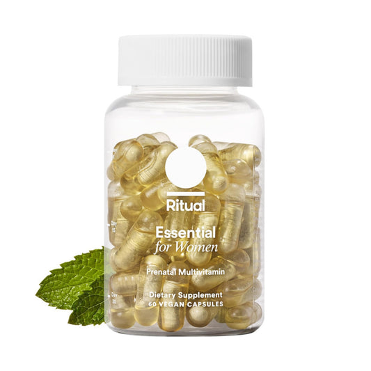 Ritual Essential for Women Prenatal Multivitamin: Folate & Choline for Neural Tube Support, Omega-3 DHA for Fetal Brain Development, Iron, Calcium-Helper D3 & K2, Non-GMO, Vegan, Mint, 30 Days