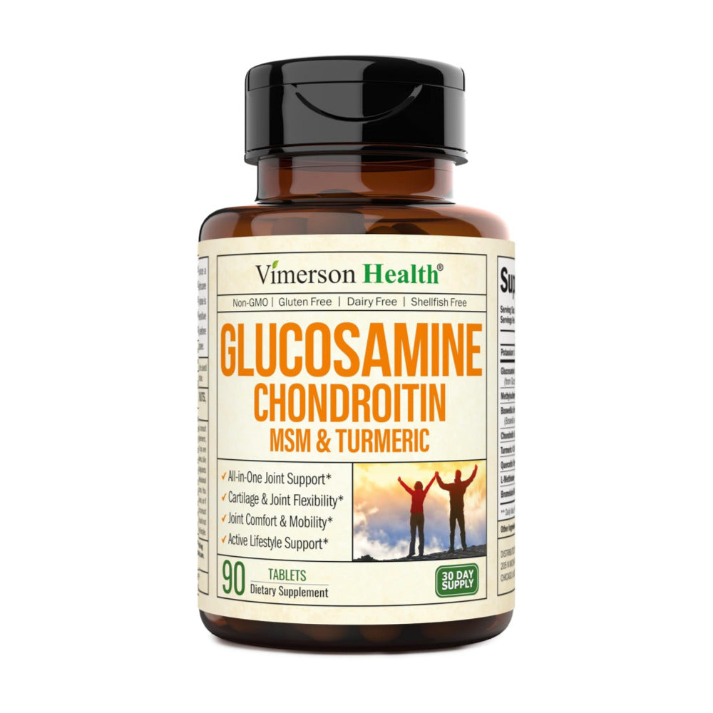 Vimerson Health Glucosamine Chondroitin MSM and Turmeric Supplement - Joint Support Supplement for Women & Men with Boswellia & Glucosamine Sulfate 1500 mg. Used for Cartilage & Joint Health & Flexibility 90 Tablets
