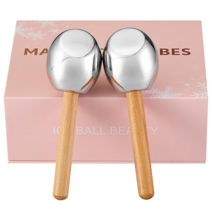 Ice Globes for Face- Stainless Steel Cryo Facial Massager Tool to Reduce Puffiness & Tighten Skin,Cryo Sticks -Cooling Therapy for Dark Circles, Wrinkles & Pore Minimizing