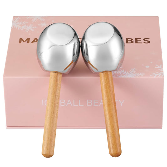 Ice Globes for Face- Stainless Steel Cryo Facial Massager Tool to Reduce Puffiness & Tighten Skin,Cryo Sticks -Cooling Therapy for Dark Circles, Wrinkles & Pore Minimizing