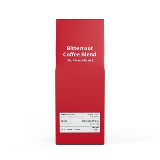 HBS, Bitterroot Coffee Blend (Dark French Roast), Red Package