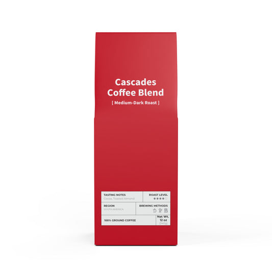 HBS, Cascades Coffee Blend (Medium-Dark Roast), Red Package