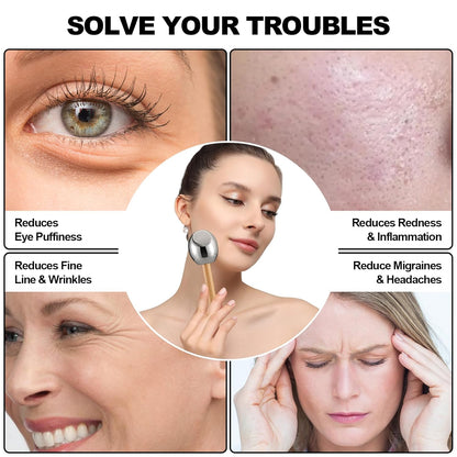 Ice Globes for Face- Stainless Steel Cryo Facial Massager Tool to Reduce Puffiness & Tighten Skin,Cryo Sticks -Cooling Therapy for Dark Circles, Wrinkles & Pore Minimizing