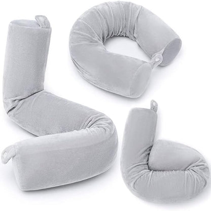 Memory Foam Travel Pillow, Twistable Design, Velvet Cover, Removable, Machine Washable, 66*9.6cm, Grey, 16543350