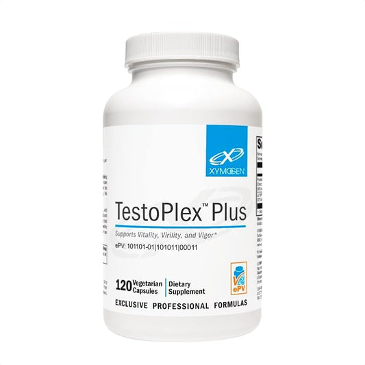 XYMOGEN TestoPlex Plus - Supports Healthy Testosterone Levels, Cognition, and Overall Vitality - Shilajit + Eurycoma longifolia Extract Supplement for Men and Women (120 Capsules)