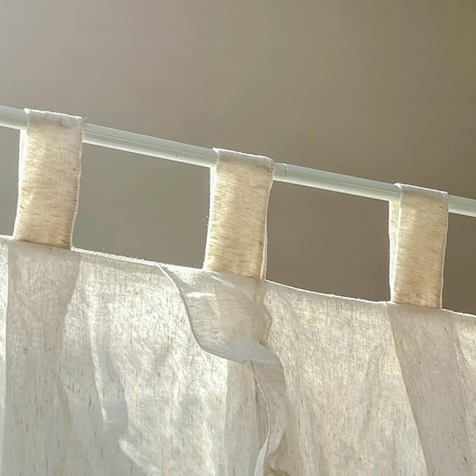 Mengersi Linen Canopy Bed Curtains,Bed Canopy Curtains Bed Drapes Sheer Curtains for Bedroom Decor (Ivory, Full)