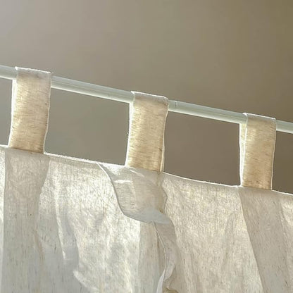 Mengersi Linen Canopy Bed Curtains,Bed Canopy Curtains Bed Drapes Sheer Curtains for Bedroom Decor (Ivory, King)