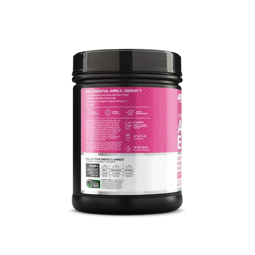 Optimum Nutrition Amino Energy - Pre Workout with Green Tea, BCAA, Amino Acids, Keto Friendly, Green Coffee Extract, Energy Powder - Watermelon, 65 Servings 