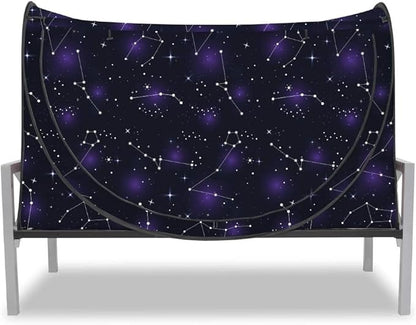 Privacy Pop up Eclipse Bed Tent Bed Drapes (Starry Constellation, Full)