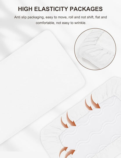 White Bassinet Mattress Cover, Muslin Bassinet Sheets 32"x16" for Rectangle, Oval, Hourglass Bassinet Mattress, Moses Basket Sheets (46B-12)