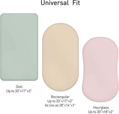 Muslin Bassinet Sheets 2 Pack for Baby Boy and Girl, Breathable Elastic Cozy Fitted Cotton Bassinet Mattress Sheet, Universal Fit for Hourglass Oval and Rectangle Bassinet Mattress (Natural Leaves)