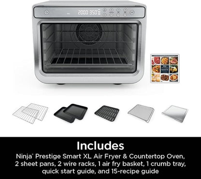 Ninja Prestige Smart XL with Pro Cook System 10-in-1 Air Fry Digital Countertop Convection Toaster Oven with Air Fry, Air Roast, Broil & Bake, Pro Cook Thermometer, 1800 Watts, Stainless Steel, DT551