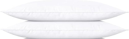 SILUI Extra Flat Thin Soft Pillows Queen Size Set of 2 Pack Bed Pillow Down Alternative Fill for Side Back Stomach Sleepers, White, 20x30 Inches