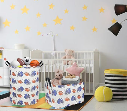 Kids Laundry Hamper,Canvas Football Laundry Basket Collapsible Boys Storage Baskets for Home,Office,Toy Organizer,Home Decor(Football)