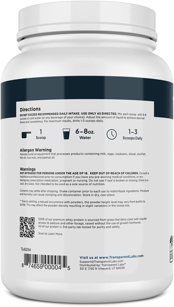 Transparent Labs Grass-Fed Whey Protein Isolate - Natural Flavor, Gluten Free Whey Protein Powder w/ 28g of Protein per Serving & 9 Essential Amino Acids - 30 Servings, Vanilla Peanut Butter