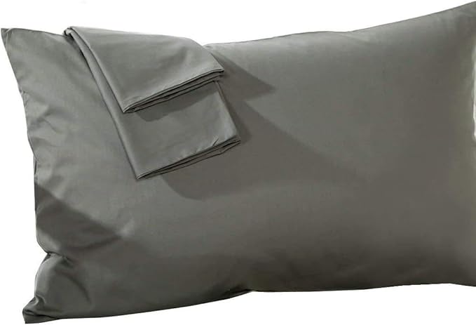 Travel Pillowcase 12 x 16 Inch, 100% Egyptian Cotton Set of 2 Toddler Pillowcase Zipper Closer 600 Thraed Count - Toddler Travel 12x16 Zipper, Dark Grey Solid