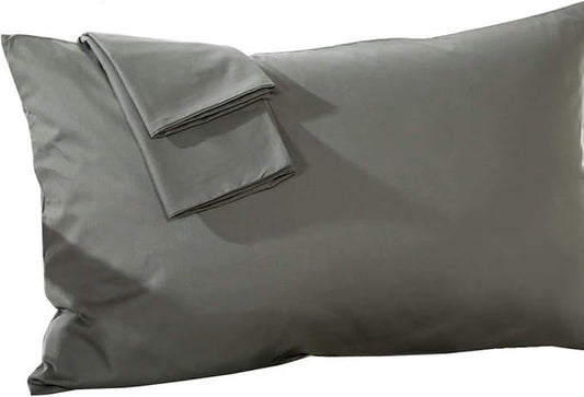 800 Thread Count 100% Egyptian Cotton Toddler Pillowcases Set of 2, Super Soft and Breathable Zipper Closer Travel Pillow Cases, 14x20 Inches, Dark Grey Solid