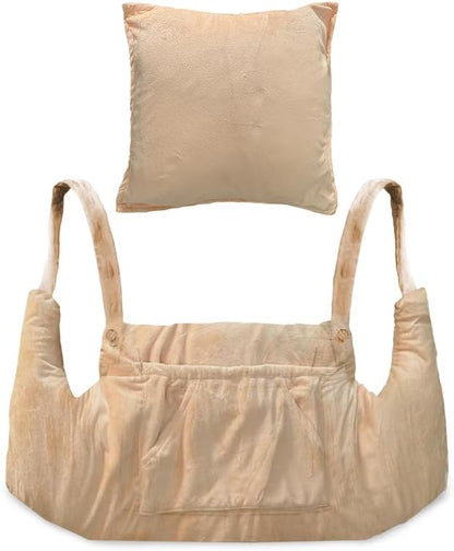Mastectomy Pillow Post Op Pillow for Breast Surgery Recovery | Choose The Color for You | Hand Ice-Pack Pockets | Converts to Cloud Soft Cushion (Tranquil Tan)
