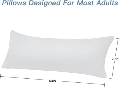 DOWNCOOL Luxury Full Body Pillow Insert with Fiber Cover - Ultra Soft Body Pillow for Sleeping - Breathable Long Bed Pillow Insert, 20"x54"(White, with Cover)