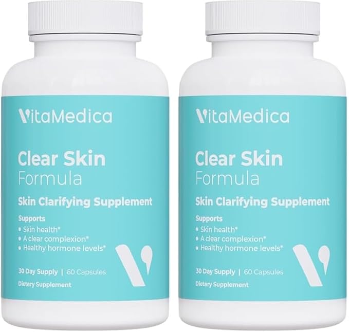 VitaMedica Clear Skin Vitamin Formula | Acne Supplement for Skin Clearing | Breakout Treatment for Women and Men | Vitamins A, C, E, Selenium, Chromium, and Zinc for Acne and Skin Health | 2 Pack
