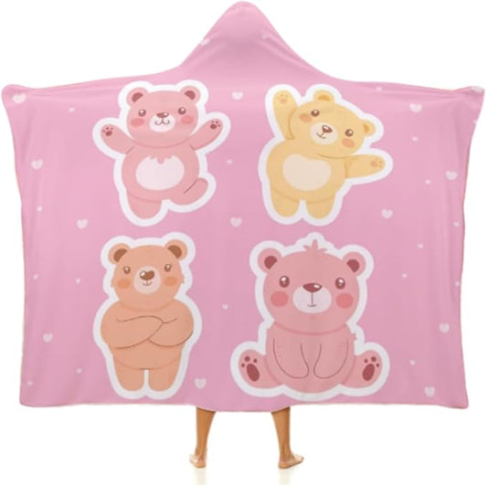 Kids Hooded Towels, Beach Bath Towel, Surf Poncho Toddlers Soft Thick Large Absorbent Cotton Wrap for Boy Girl, Shower/Beach/Pool 50"x30" (Bear)