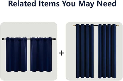 Mrs.Naturall Bathroom Curtains Window,Blackout Kids Curtains for Boys Bedroom,Dark Navy Blue,45 Inch Length,Set of 2 Panels