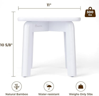 StrongTek Sturdy Bamboo Step Stool with Anti-Slip Feet, Easy-Assembly, 350 LBS Capacity, Ideal for Kids and Adults, Perfect for Bathroom, Bedroom, or Doorway Use, 11" x 11" x 10.6"