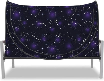 Privacy Pop up Eclipse Bed Tent Bed Drapes (Starry Constellation, Queen)