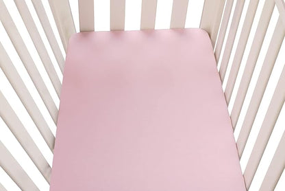 Bassinet Sheets (33" x 19") Compatible with Mika Micky, Baby Delight, Dream On Me, Amke and Other Rectangle Mattress, 2 Pack Fitted Sheets, 100% Jersey Knit Cotton 190GSM, Floral and Pink
