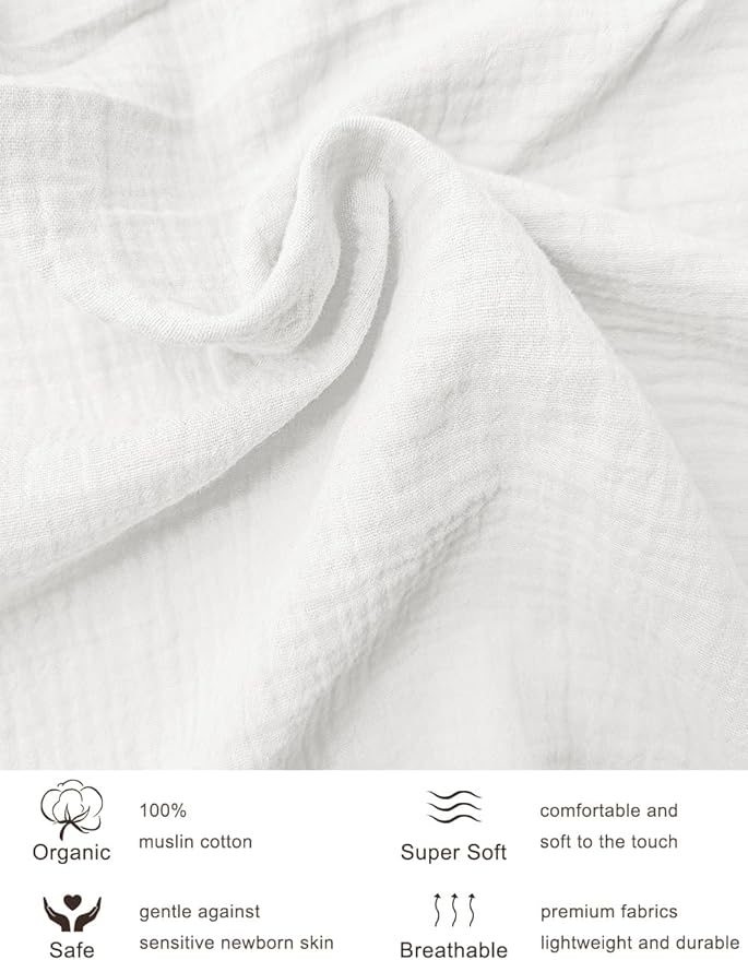 White Bassinet Mattress Cover, Muslin Bassinet Sheets 32"x16" for Rectangle, Oval, Hourglass Bassinet Mattress, Moses Basket Sheets (46B-12)