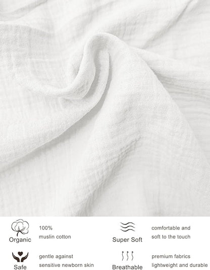 White Bassinet Mattress Cover, Muslin Bassinet Sheets 32"x16" for Rectangle, Oval, Hourglass Bassinet Mattress, Moses Basket Sheets (46B-12)