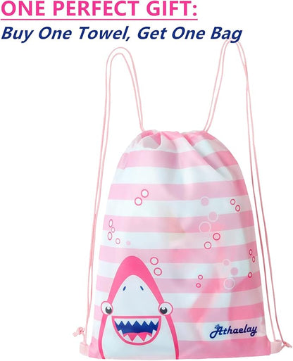 Pink Mermaid Hooded Beach Towel Poncho for Kid Girls Toddlers Bath Pool Swim Poncho Cover-ups Swimwear Soft Lightweight Microfiber