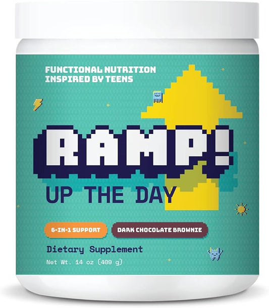 Up The Day | Rich Chocolate Brownie Smoothie-Booster for Ages 10+ | Protein, Fiber, Vitamins for Tweens & Teens | Functional Nutrition to Support Attention, Focus, Mood and Energy | 14oz Tub