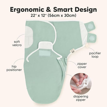 Baby Swaddle Sleep Sacks with Zipper - 3-Pack Newborn Swaddle Sack, Baby Swaddles Sleep Sack 0-3 Months, Wearable Blanket Baby, Baby Swaddle Blanket Wrap, Swaddle Sack, Easy Change Swaddle (Sage)
