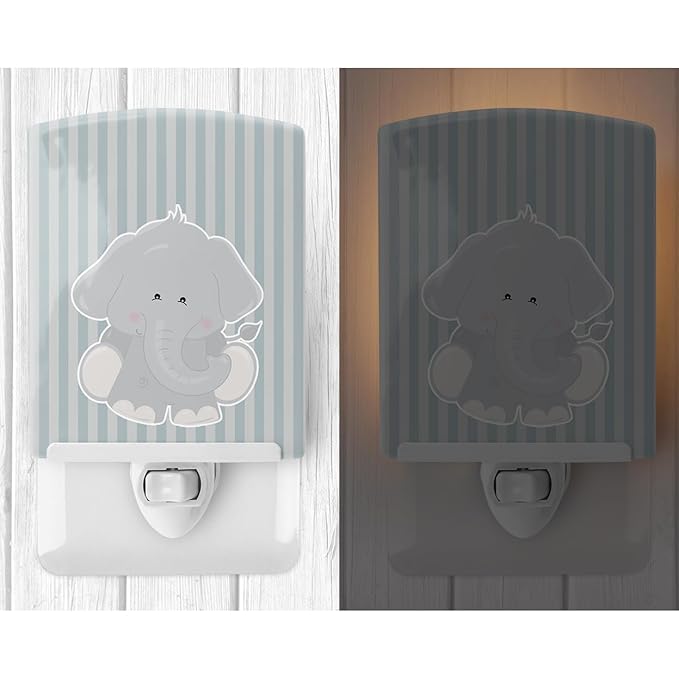 Caroline's Treasures BB8610CNL Elephant Al Ceramic Night Light Compact, UL-Certified, Ideal for Bedroom, Bathroom, Nursery, Hallway, Kitchen, 6x4x3, Multicolor