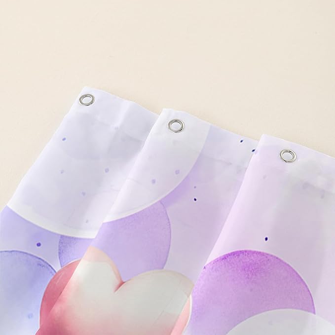 AILONEN Monster Shower Curtain for Bathroom, Cute Monster Purple Balloon Printed Bath Curtain,Women Girls Kids Minimalist Waterproof Fabric Shower Curtain Set with Hooks 72" W*72" H