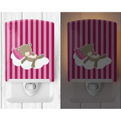 Caroline's Treasures BB8621CNL Baby Girl Bear on Cloud Ceramic Night Light Compact, UL-Certified, Ideal for Bedroom, Bathroom, Nursery, Hallway, Kitchen, 6x4x3, Multicolor