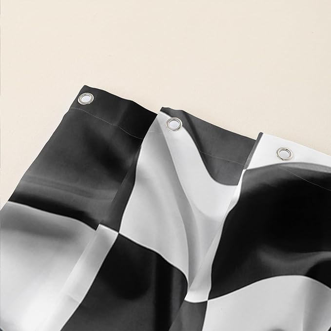 AILONEN Racing Car Shower Curtains,Checkered Speed Car Bath Curtains Gifts for Racer,Polyester Waterproof for Bathroom with 12 Plastic Hooks 72" W*96" H