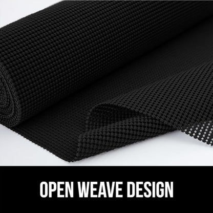 Gorilla Grip powerGRIP Drawer Shelf and Cabinet Liner, Thick Strong Hold, Non-Adhesive Liners Protect Kitchen Cabinets and Cupboard, Bathroom Drawers, Easy Install, Breathable Mat, 24" x20', Black