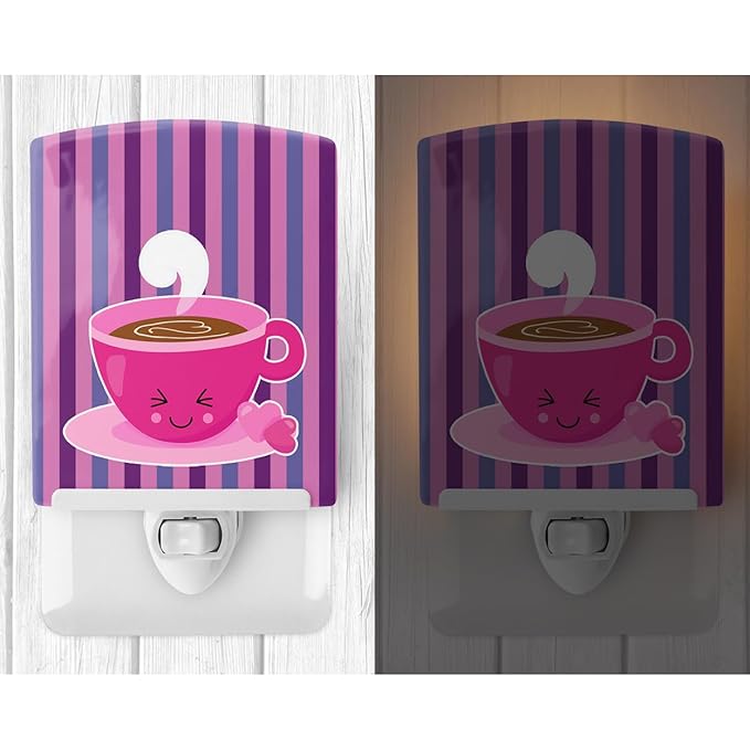 Caroline's Treasures BB9134CNL Latte Ceramic Night Light Compact, UL-Certified, Ideal for Bedroom, Bathroom, Nursery, Hallway, Kitchen, 6x4x3, Multicolor