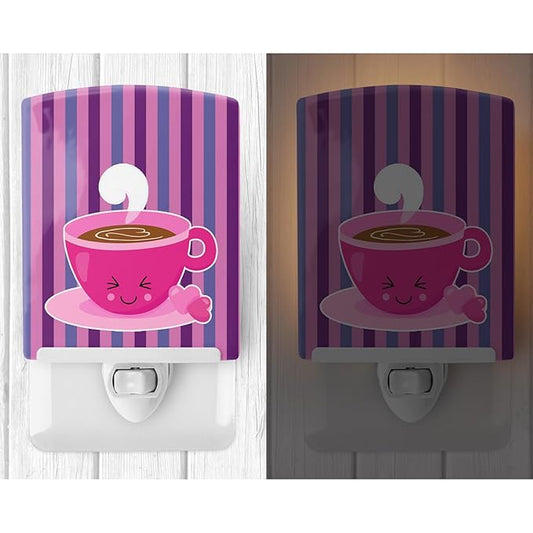 Caroline's Treasures BB9134CNL Latte Ceramic Night Light Compact, UL-Certified, Ideal for Bedroom, Bathroom, Nursery, Hallway, Kitchen, 6x4x3, Multicolor