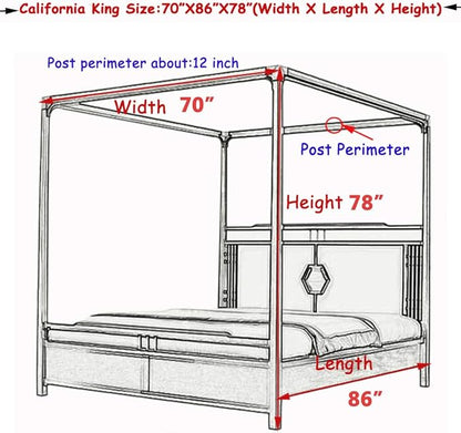 Elegant Lace Princess 4 Corner Post Mosquito Net Romantic for Girls Women Bed Curtain Canopy for Adult Wedding Bedroom Kids Rooms Decoration (Color-A, California King)