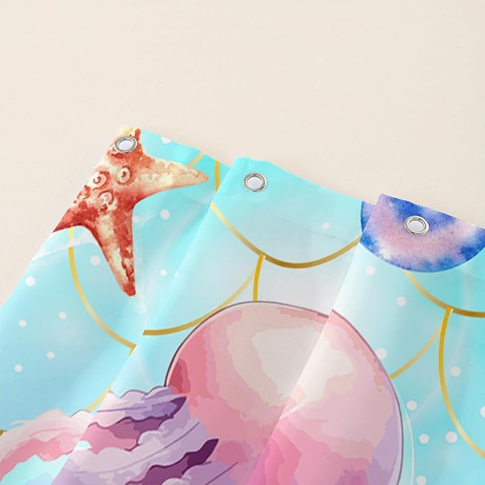 AILONEN Ocean Jellyfish Shower Curtain for Bathroom, Cute Jellyfish Mermaid Printed Bathroom Curtain,Girls Women Kids Coral Bath Curtain 36"W*72"H Polyester Waterproof Bathroom Curtain With 12 Hooks
