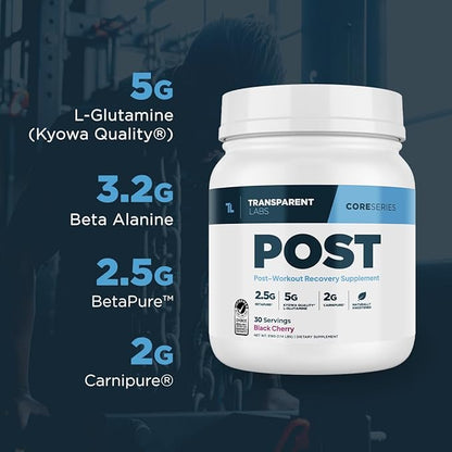 Transparent Labs Post - Post-Workout Recovery Muscle Builder with L-Glutamine, Beta-Alanine and BetaPure Betaine Anhydrous for Muscle Recovery and Muscle Building - 30 Servings, Strawberry Lemonade