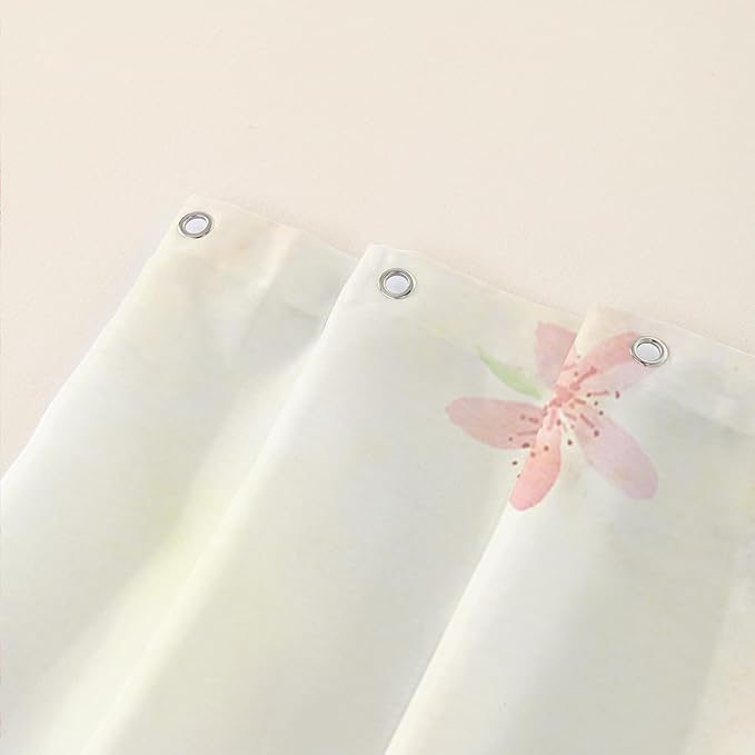 AILONEN Girls Flower Horse Shower Curtain for Bathroom,Galloping Horse Bath Curtain,Pink Watercolor Floral Horse Waterproof Curtain with 12 Plastic Hooks, 36" W*72" H