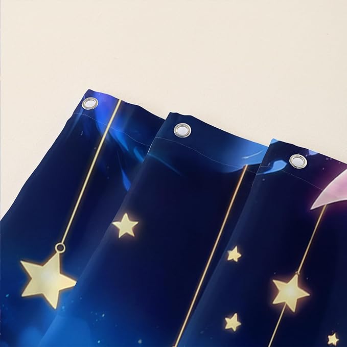 AILONEN Butterfly Shower Curtain for Girls, Fairy Purple Clouds Print Starry Butterfly Bath Curtain,Fantasy Moon Butterfly Decoration Bathroom Waterproof Curtain with 12 Plastic Hooks, 72" W*72" H
