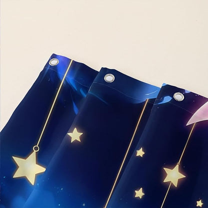 AILONEN Butterfly Shower Curtain for Girls, Fairy Purple Clouds Print Starry Butterfly Bath Curtain,Fantasy Moon Butterfly Decoration Bathroom Waterproof Curtain with 12 Plastic Hooks, 72" W*96" H