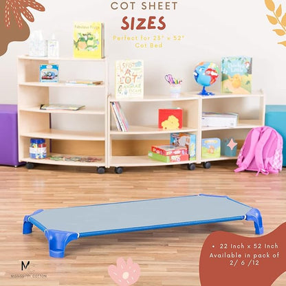 Pack of 24 Cot Sheet for Daycare Preschool Cot Bed -Polyblend Fabric with Corner Elastic Cots Sheets Fits On 22" X 52" Inches Size Toddler and Preschool Daycare Cot Light Grey 22 X 52 Size