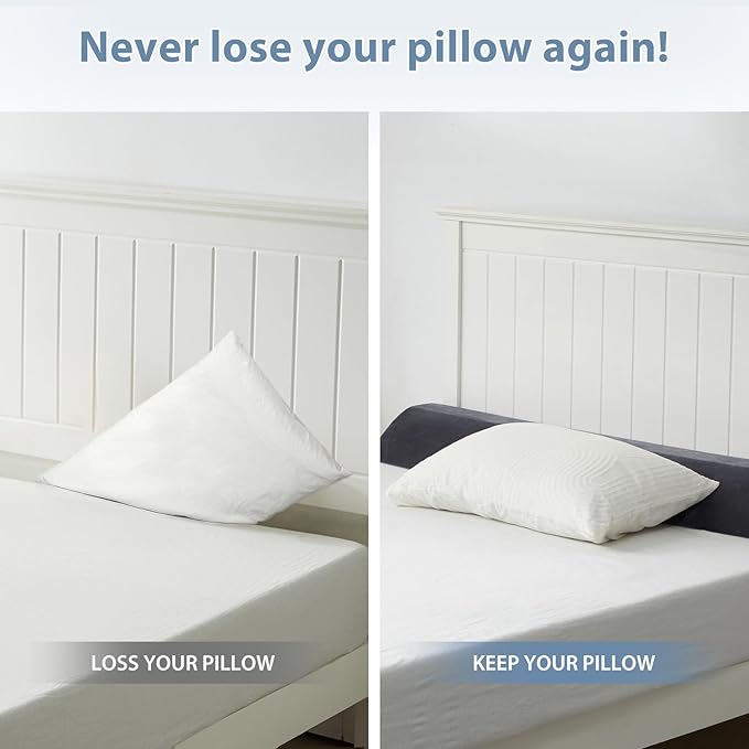 Queen Bed Wedge Pillow for Headboard Gap, Mattress Bed Gap Filler(0-8"), Between Headboard and Mattress, Triangle Headboard Pillow(Grey,Queen)